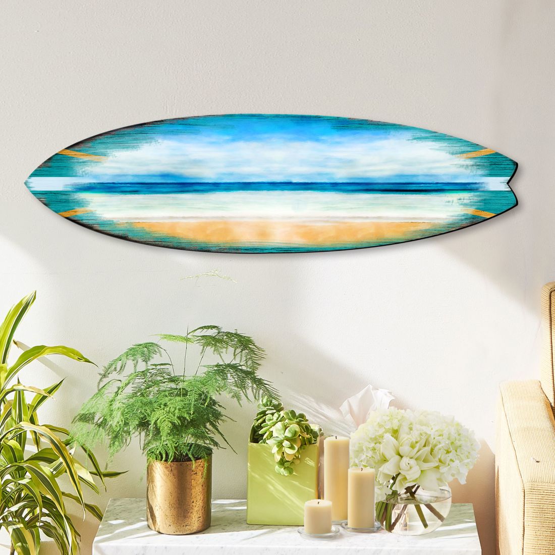 Ocean Surfboard Coastal Door Art by G. DeBrekht - Coastal Holiday Decor - 8490102HS-4