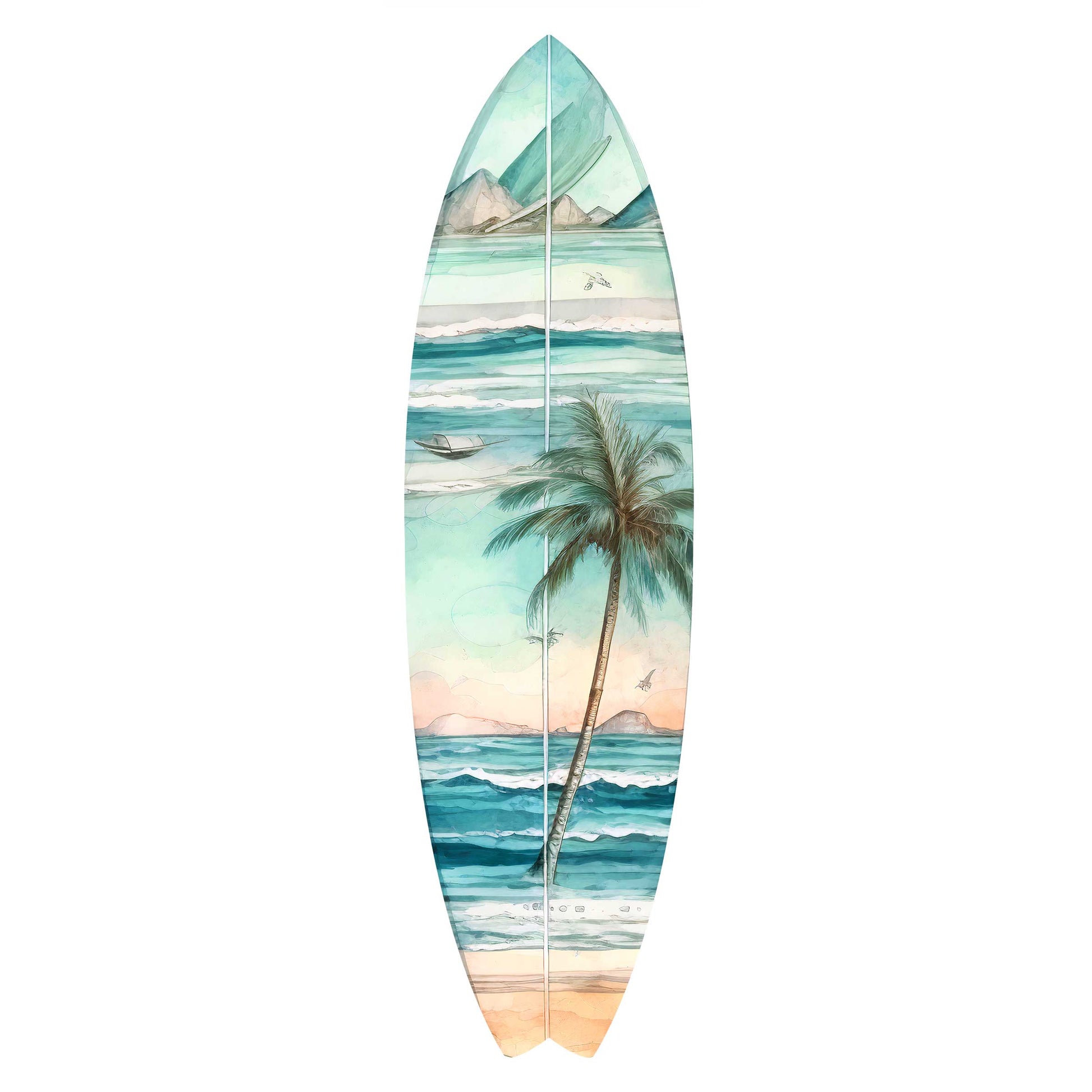 Tropical Palm Surfboard Coastal Wall Art by G. DeBrekht - Coastal Holiday Decor - 8490112HS-4