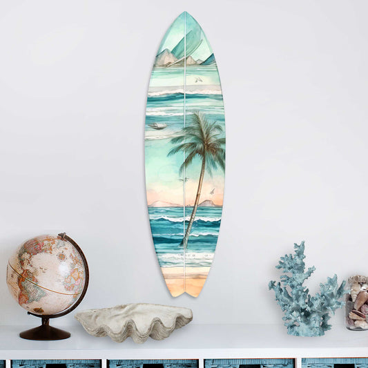 Tropical Palm Surfboard Coastal Wall Art by G. DeBrekht - Coastal Holiday Decor - 8490112HS-0