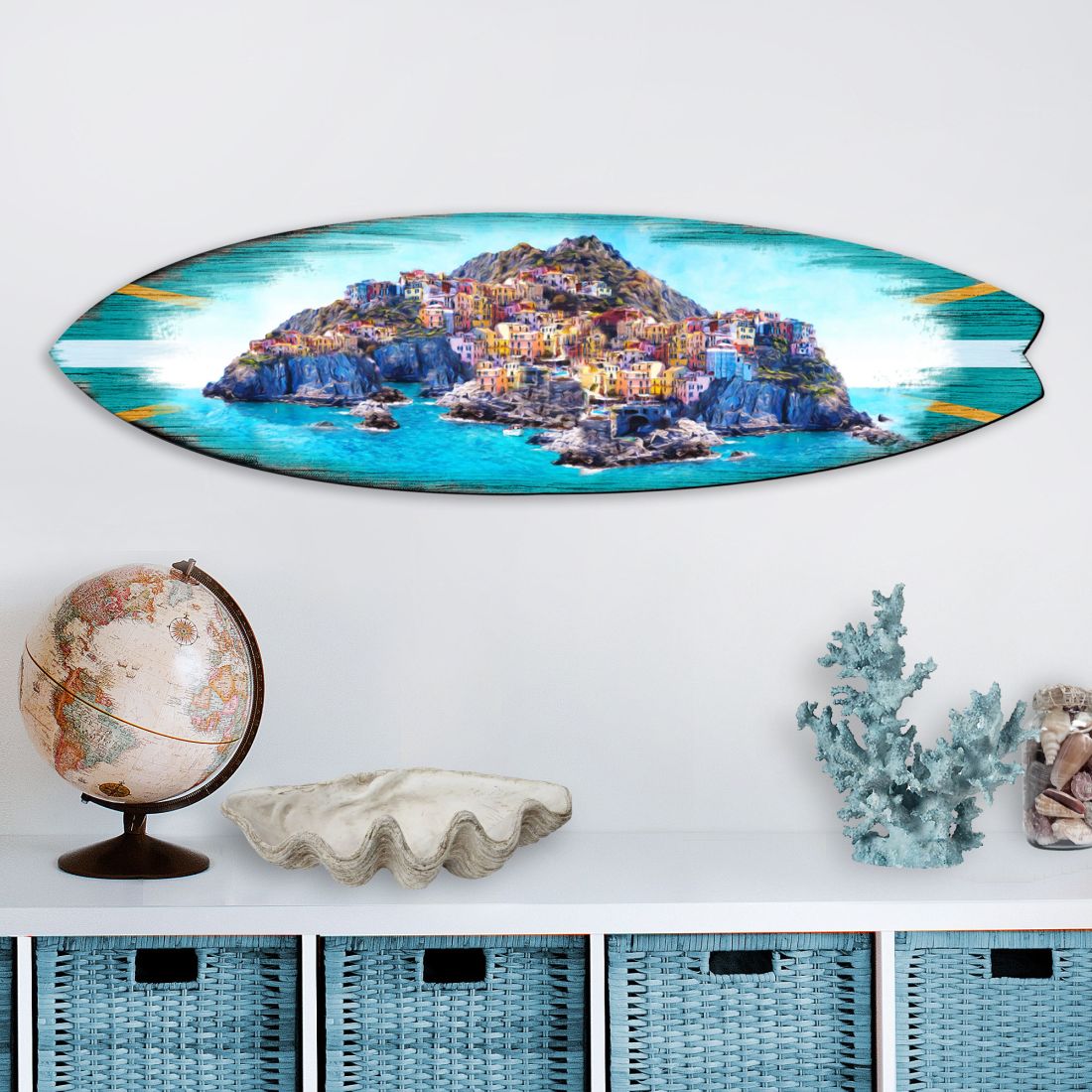 Island Surfboard Coastal Door Art by G. DeBrekht - Coastal Holiday Decor - 8490101HS-3