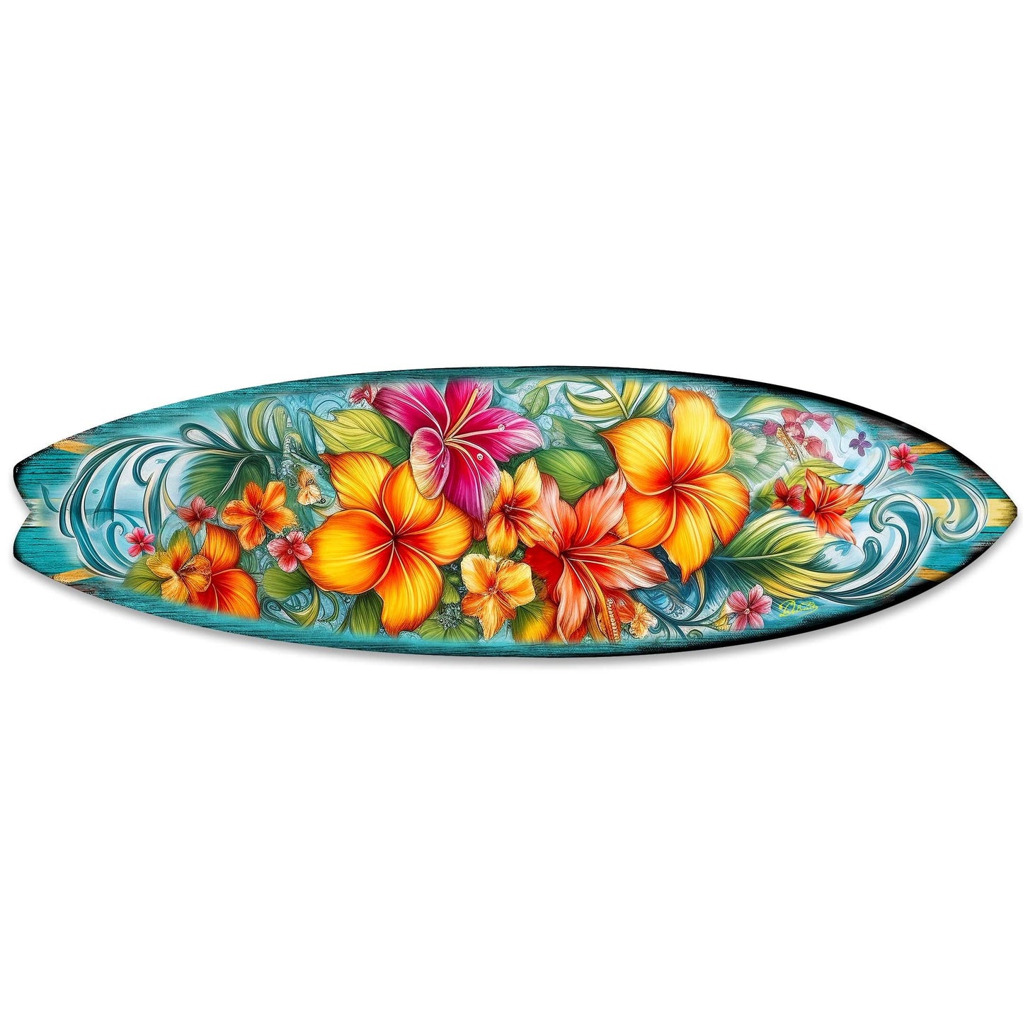 Hawaiian Flowers Surfboard Coastal Wall Art by G. DeBrekht - Coastal Holiday Decor - 8490121HS-4