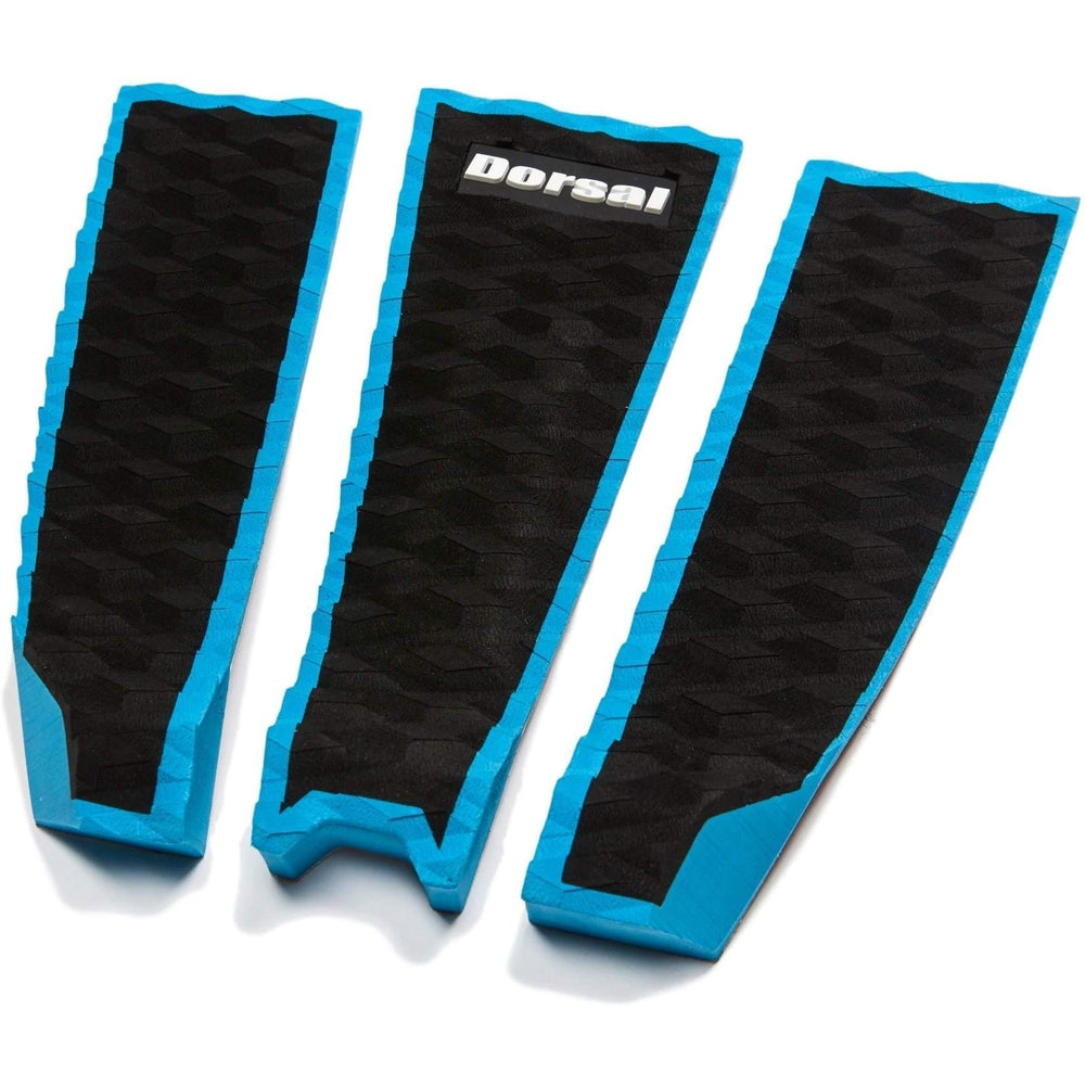 DORSAL Three 3 Piece EVA Surfboard Deck Traction Pads with Kicker Tail for Stomp Skimboards, Surf Boards, Fish Board, Funboard Black/Blue/Red-1