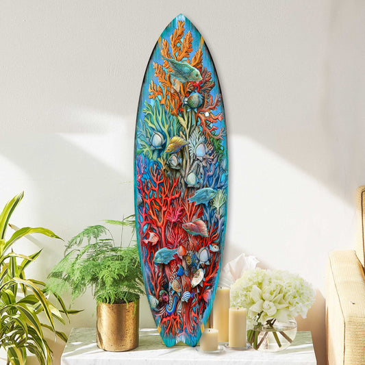 Surfboard Coastal Wall Art - Underwater Life Wall Art by G. DeBrekht - Coastal Holiday Decor - 8490135HS-0