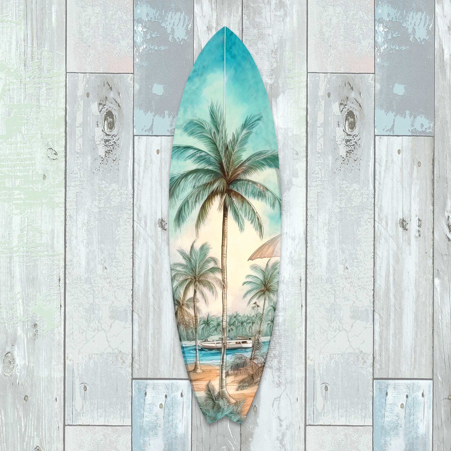 Tropical Surfboard Coastal Wall Art by G. DeBrekht - Coastal Holiday Décor - 8490111HS-2