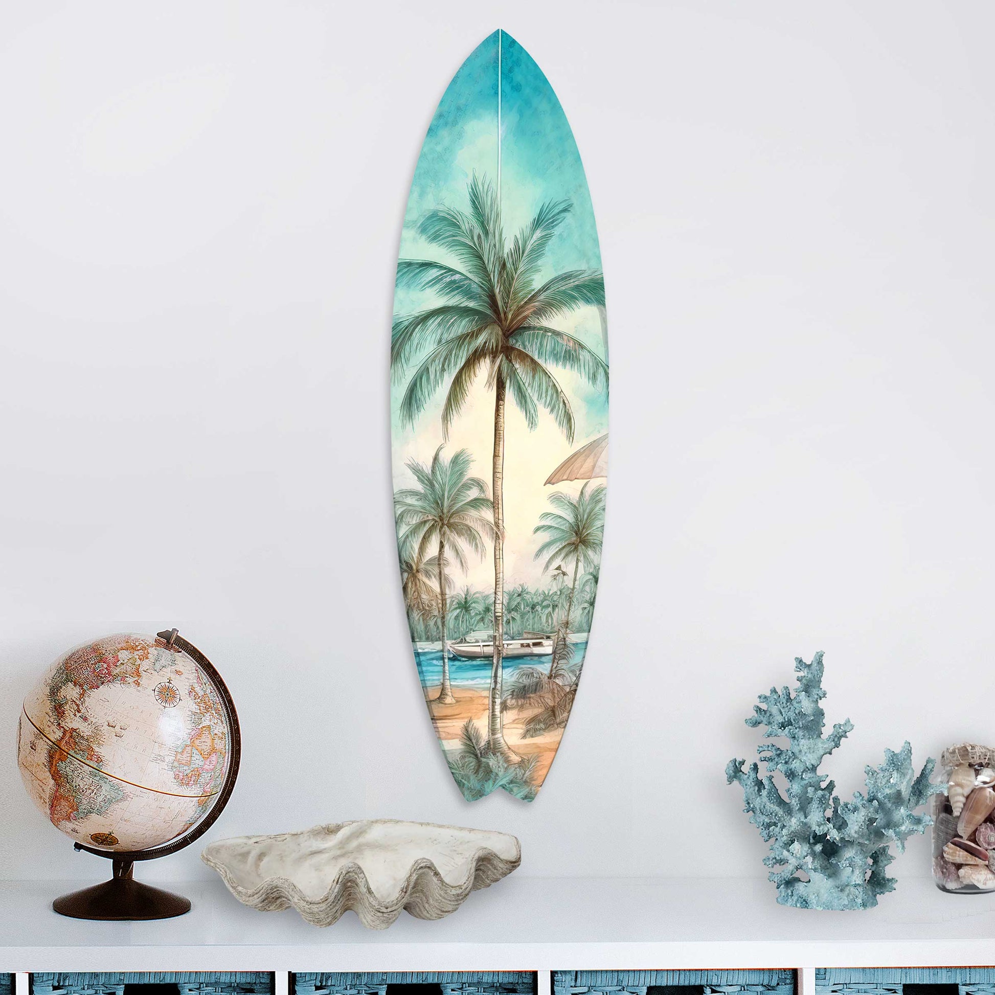 Tropical Surfboard Coastal Wall Art by G. DeBrekht - Coastal Holiday Décor - 8490111HS-3
