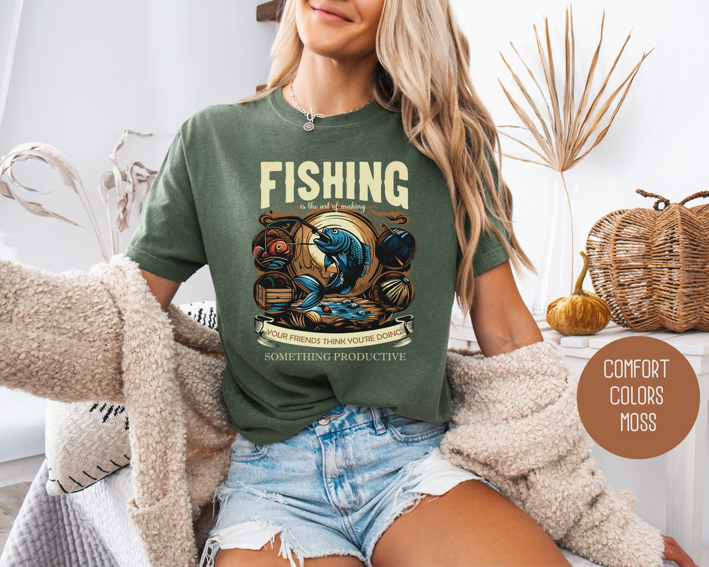 Fishing Making Friends Think You Are Productive Comfort Colors Shirt