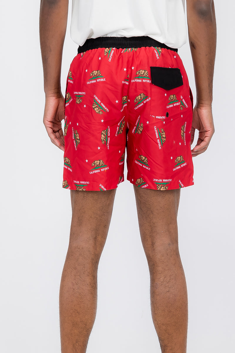 Duplicated Cali Rep Print Swim Shorts-2