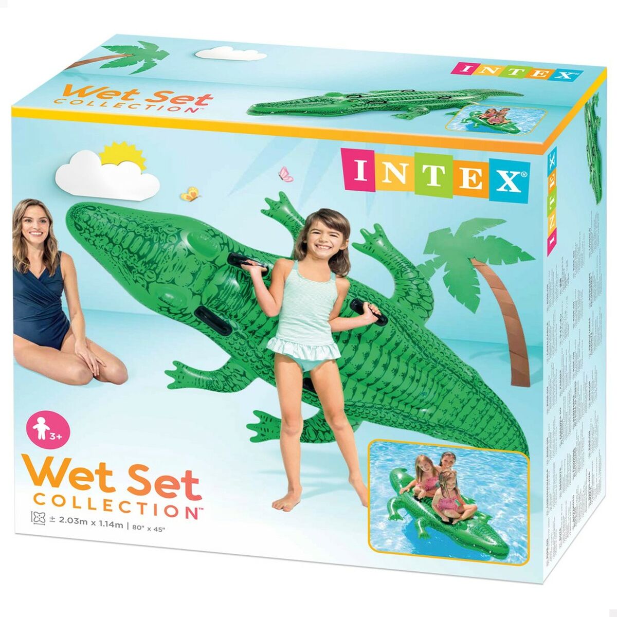 Inflatable Pool Float Intex Crocodile 203 x 30 x 114 cm (6 Units)-1