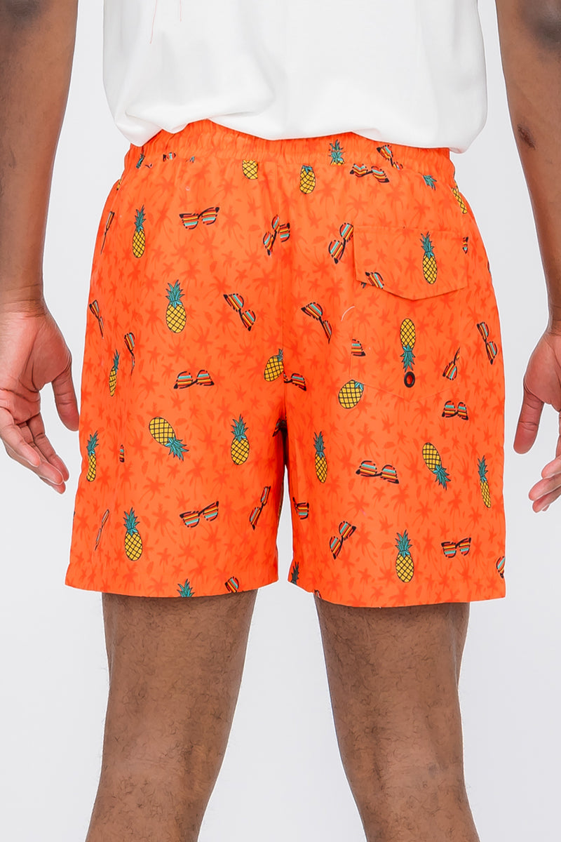 Pineapple Shade Print Swim Shorts-1