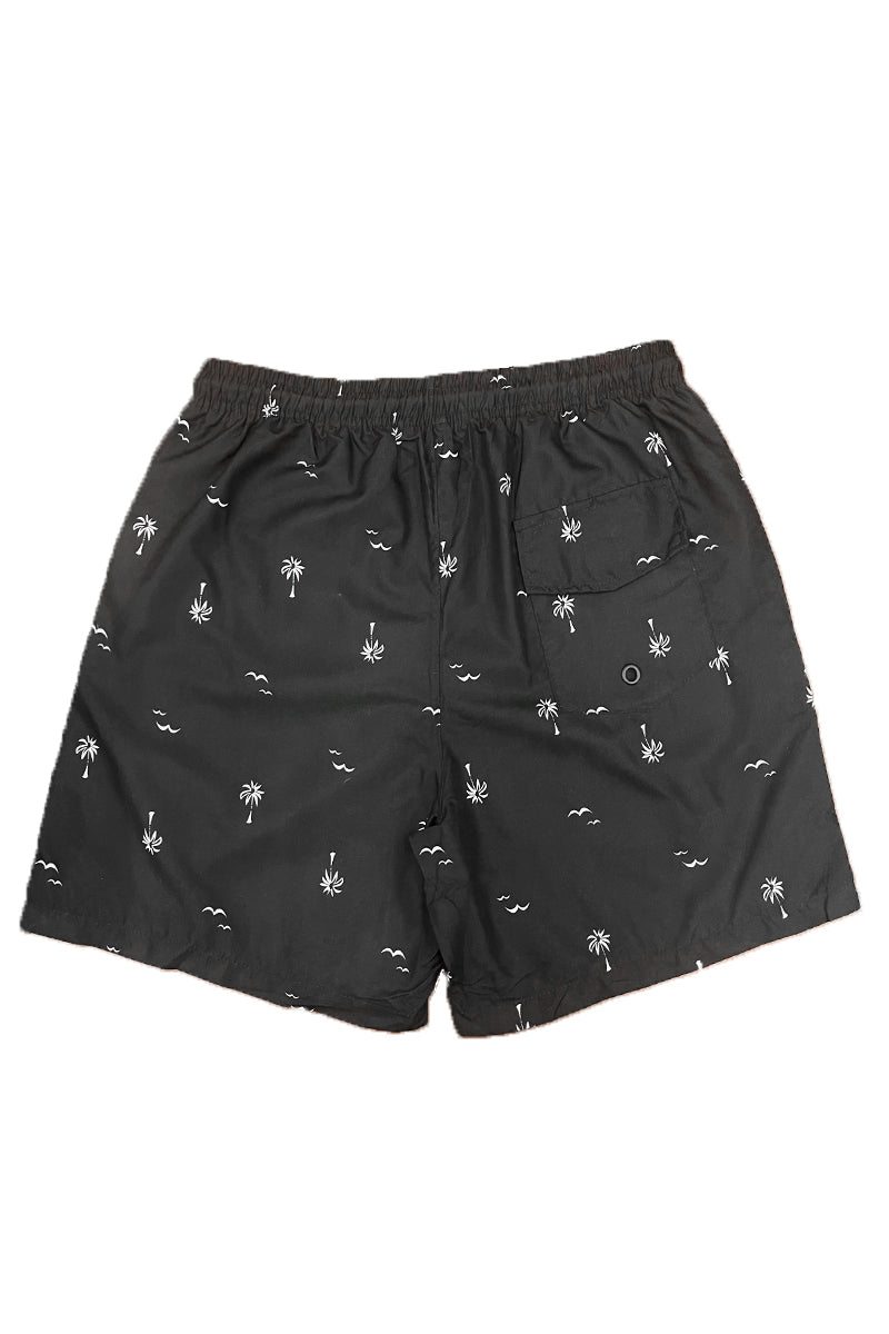 B/W Palm Print Swim Shorts-1