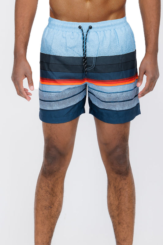 Striped Print Swim Shorts-0