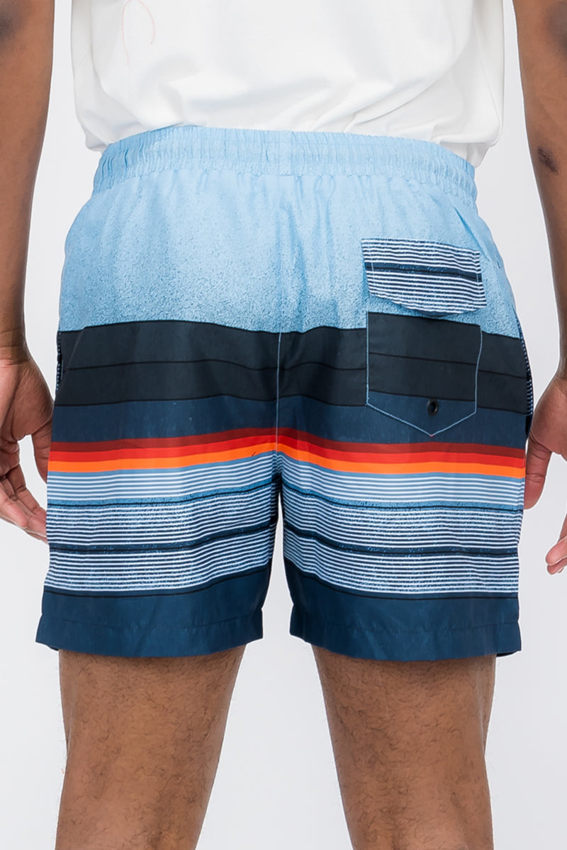 Striped Print Swim Shorts-2