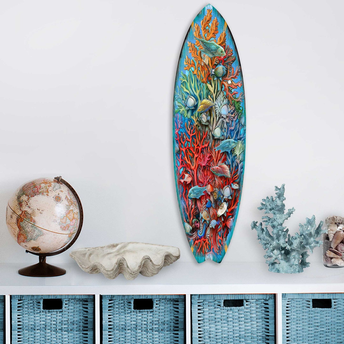 Surfboard Coastal Wall Art - Underwater Life Wall Art by G. DeBrekht - Coastal Holiday Decor - 8490135HS-2