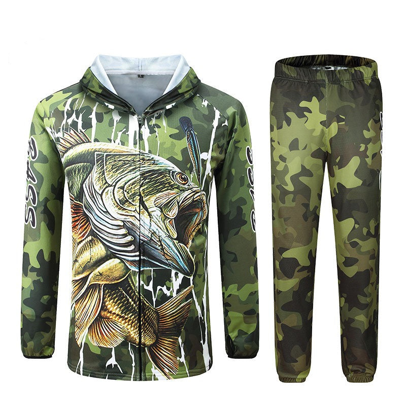 Fishing t Shirts Anti UV Sun Protection Long Sleeve mens Camouflage Fishing Jacket Set Shirt Clothing Clothes Big