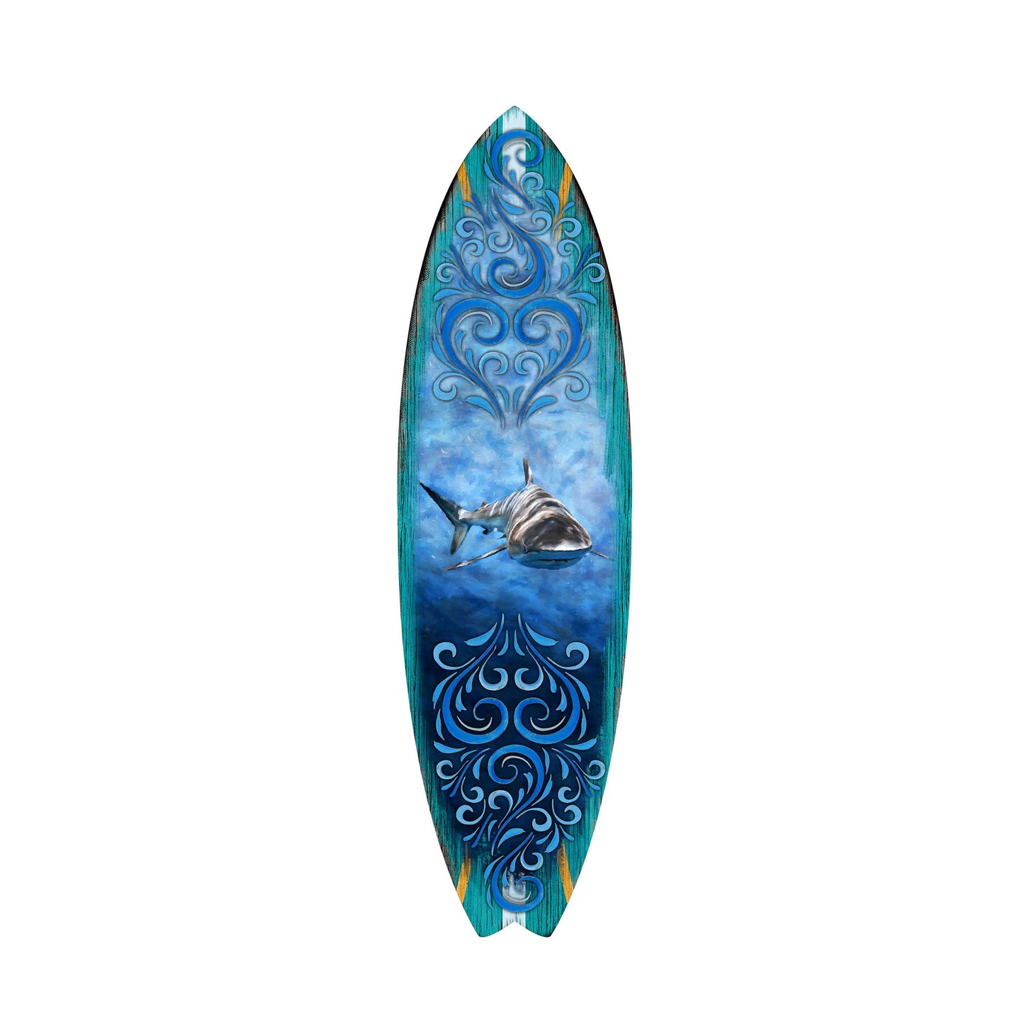 Shark Surfboard Coastal Door Art by G. DeBrekht - Coastal Sea-Life Decor - 8490104HS-4