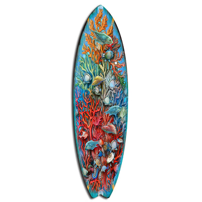 Surfboard Coastal Wall Art - Underwater Life Wall Art by G. DeBrekht - Coastal Holiday Decor - 8490135HS-4