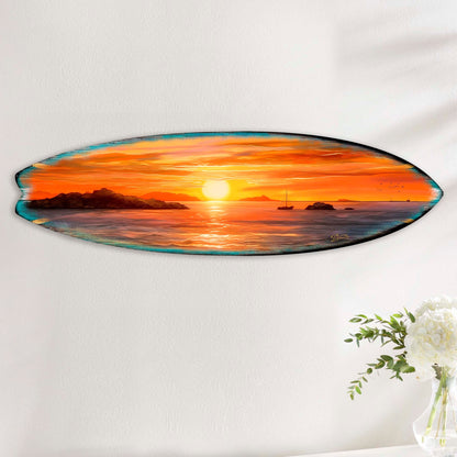 Sunset Symphony Surfboard Coastal Wall Art by G. DeBrekht - Coastal Holiday Decor - 8490133HS-3