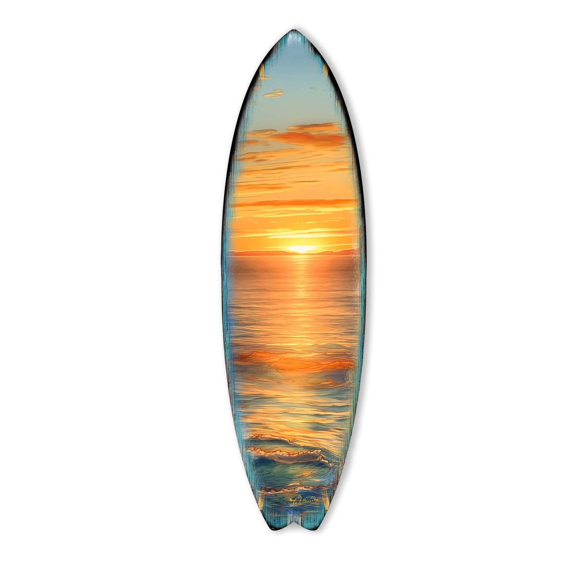 Golden Waves Surfboard Coastal Wall Art by G. DeBrekht - Coastal Holiday Decor - 8490134HS-4