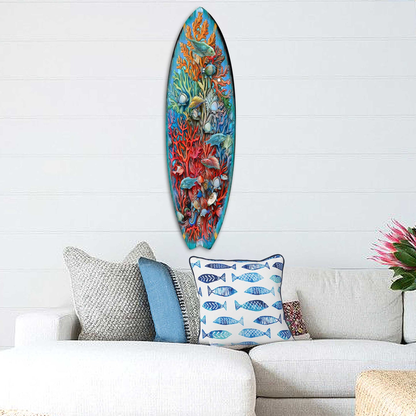 Surfboard Coastal Wall Art - Underwater Life Wall Art by G. DeBrekht - Coastal Holiday Decor - 8490135HS-1