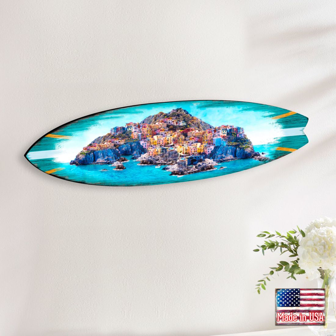 Island Surfboard Coastal Door Art by G. DeBrekht - Coastal Holiday Decor - 8490101HS-1