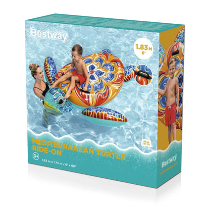 Bestway Inflatable Turtle 183x173 cm with Handles +3 Years Beach Pool 41523-2