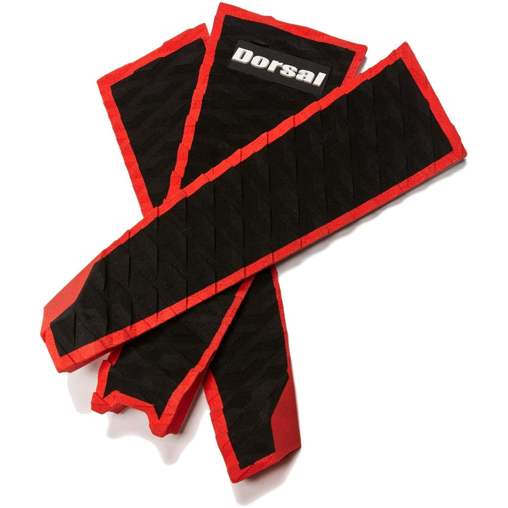 DORSAL Three 3 Piece EVA Surfboard Deck Traction Pads with Kicker Tail for Stomp Skimboards, Surf Boards, Fish Board, Funboard Black/Blue/Red-4