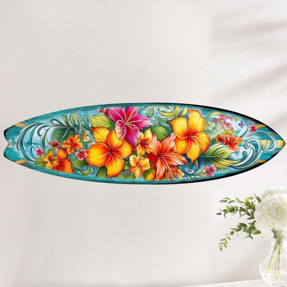 Hawaiian Flowers Surfboard Coastal Wall Art by G. DeBrekht - Coastal Holiday Decor - 8490121HS-1