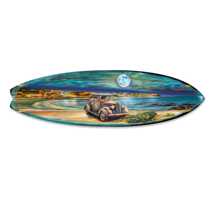 Night Beach Surfboard Coastal Wall Art by G. DeBrekht - Coastal Holiday Decor - 8490123HS-4