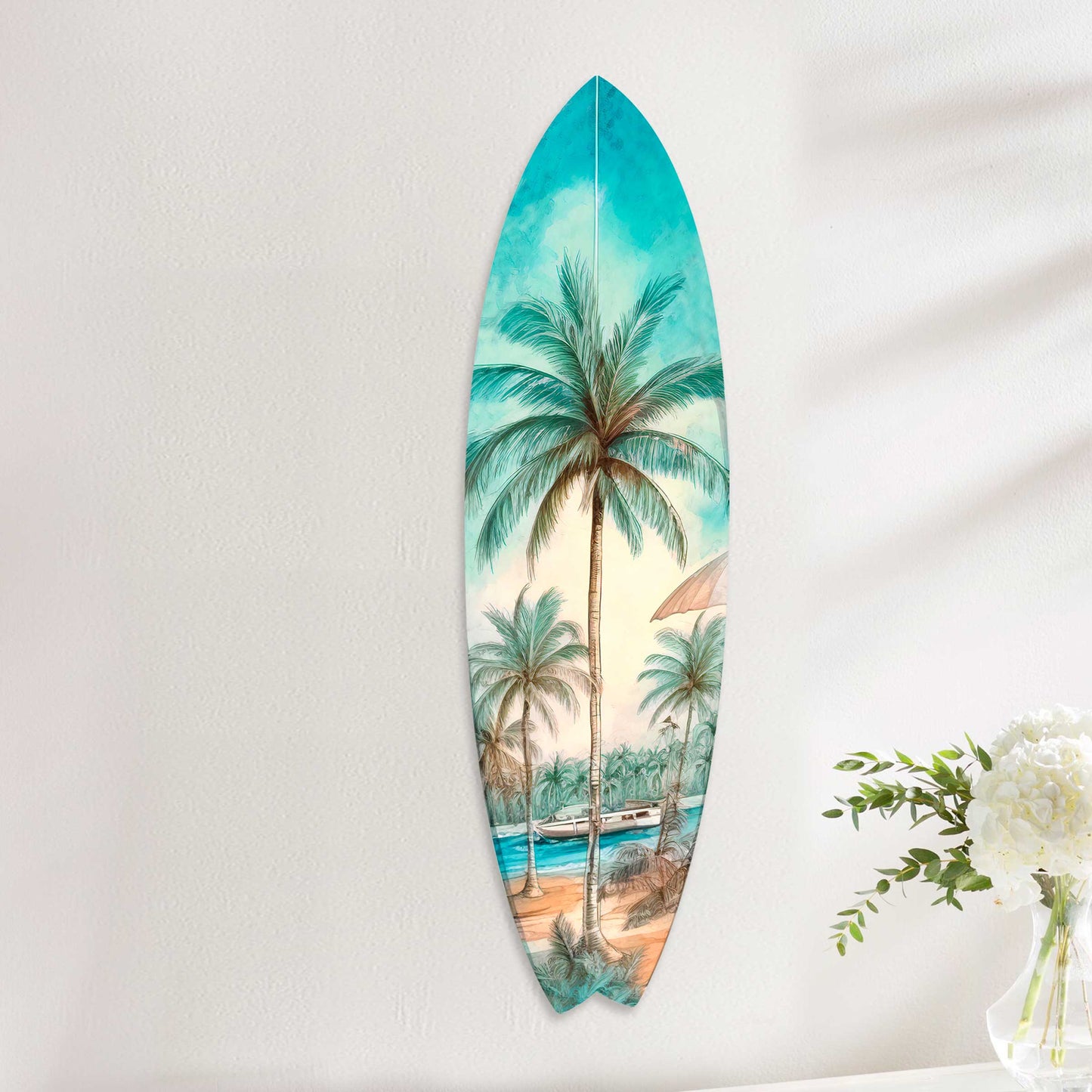 Tropical Surfboard Coastal Wall Art by G. DeBrekht - Coastal Holiday Décor - 8490111HS-1