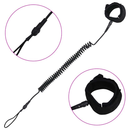 vidaXL SUP Coiled Leash Black 10 inch-1