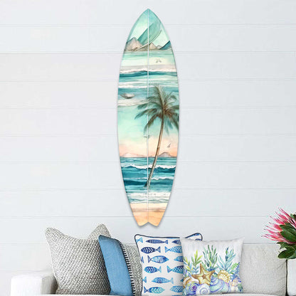 Tropical Palm Surfboard Coastal Wall Art by G. DeBrekht - Coastal Holiday Decor - 8490112HS-1