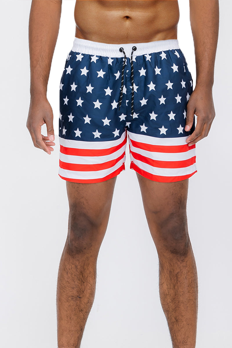 Flag Print Swim Shorts-0