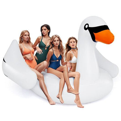 Giant Inflatable Swan Floating Island 4-Person Pool Float with 4 Cups Holders-2