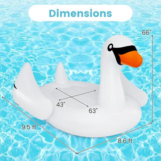 Giant Inflatable Swan Floating Island 4-Person Pool Float with 4 Cups Holders-3
