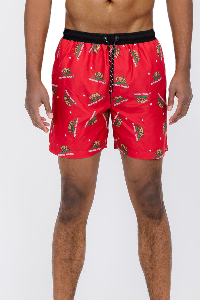 Duplicated Cali Rep Print Swim Shorts-0