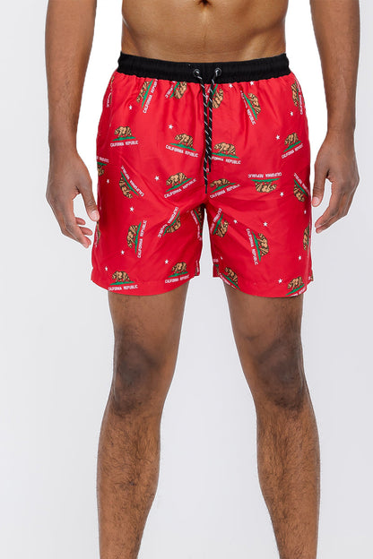Duplicated Cali Rep Print Swim Shorts-0