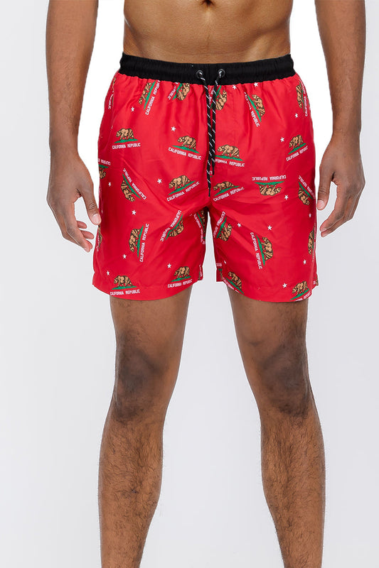 Duplicated Cali Rep Print Swim Shorts-0