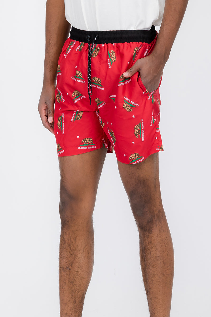 Duplicated Cali Rep Print Swim Shorts-3
