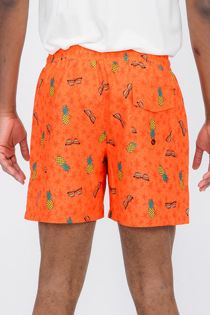 Pineapple Shade Print Swim Shorts-1