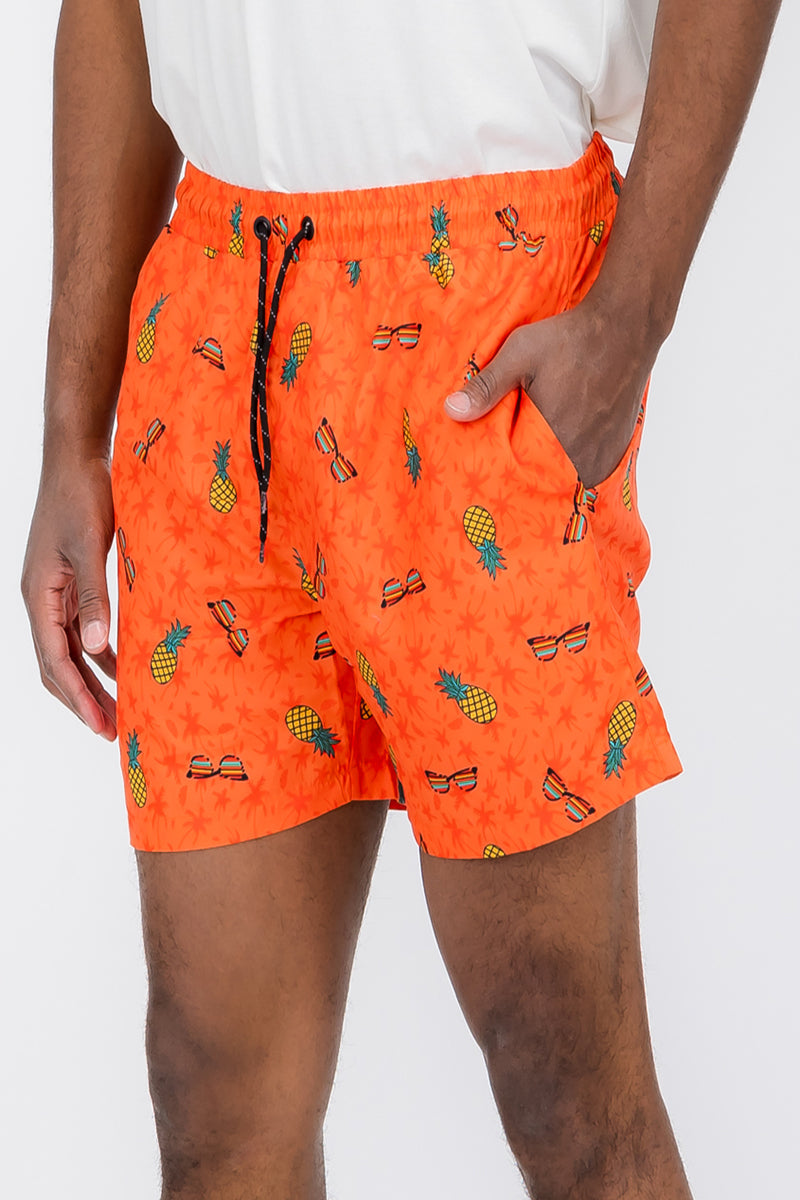 Pineapple Shade Print Swim Shorts-2