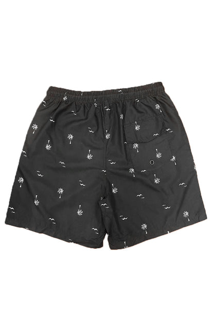 B/W Palm Print Swim Shorts-1