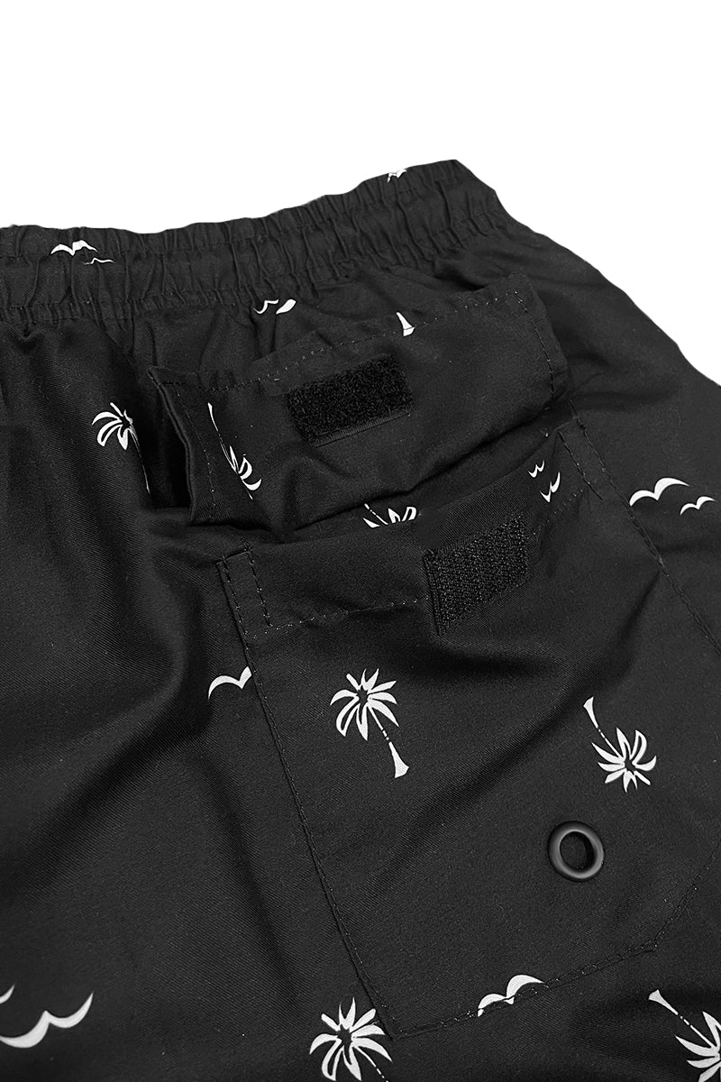 B/W Palm Print Swim Shorts-2