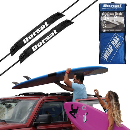 DORSAL Universal Surfboard Car Roof Rack Padded System (Holds Up to 3 Boards) Fits Any Car, Neoprene Buckle Covers Prevent Damage - Pack of 2-0