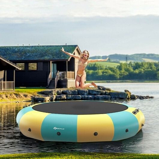 15 Feet Inflatable Splash Padded Water Bouncer Trampoline-Yellow-2