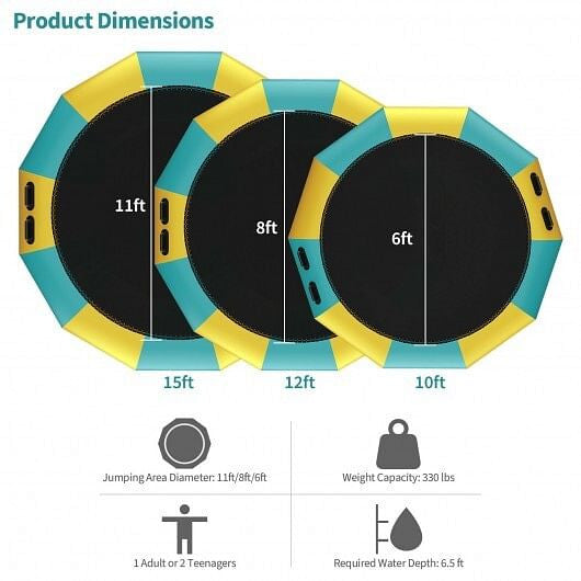 15 Feet Inflatable Splash Padded Water Bouncer Trampoline-Yellow-5