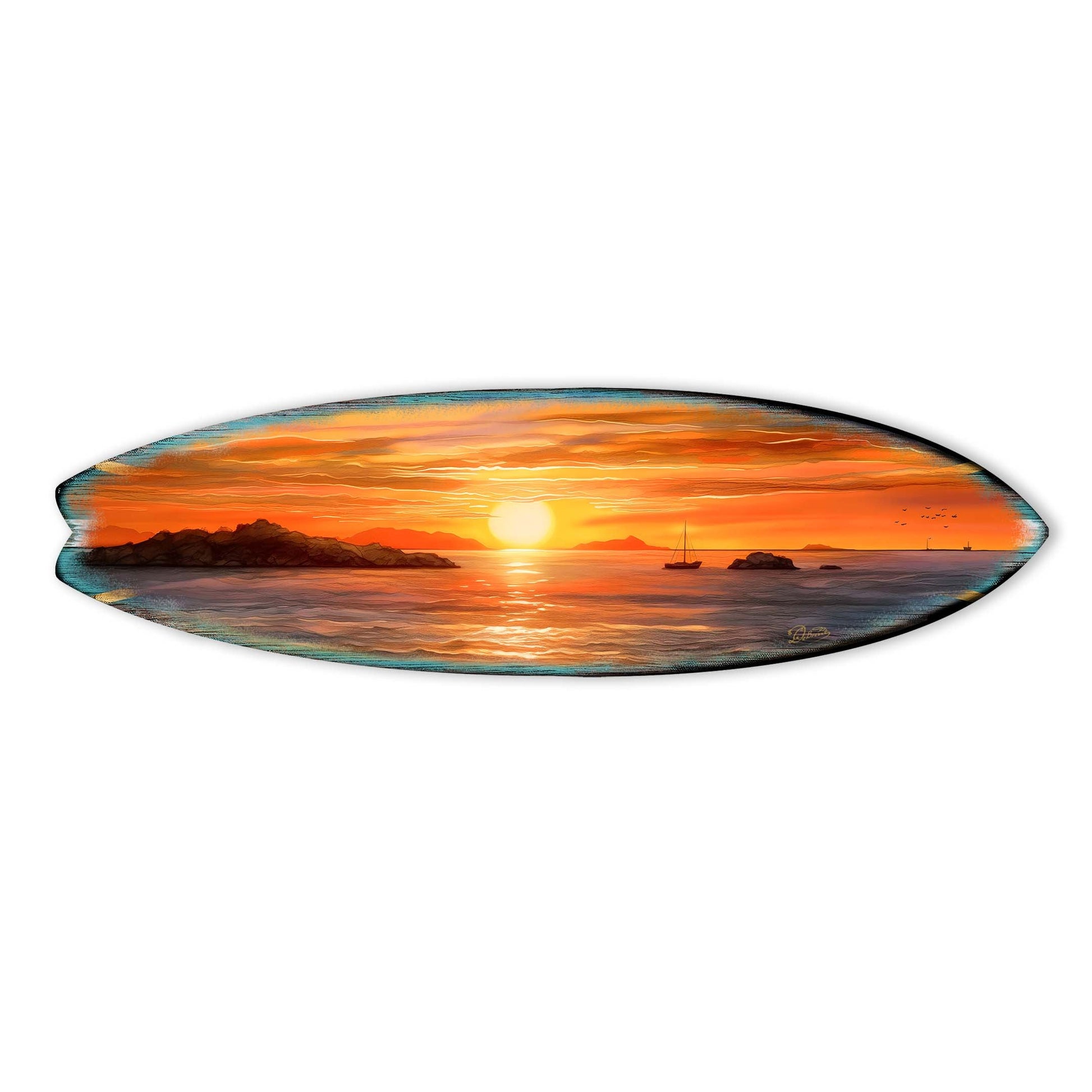 Sunset Symphony Surfboard Coastal Wall Art by G. DeBrekht - Coastal Holiday Decor - 8490133HS-4