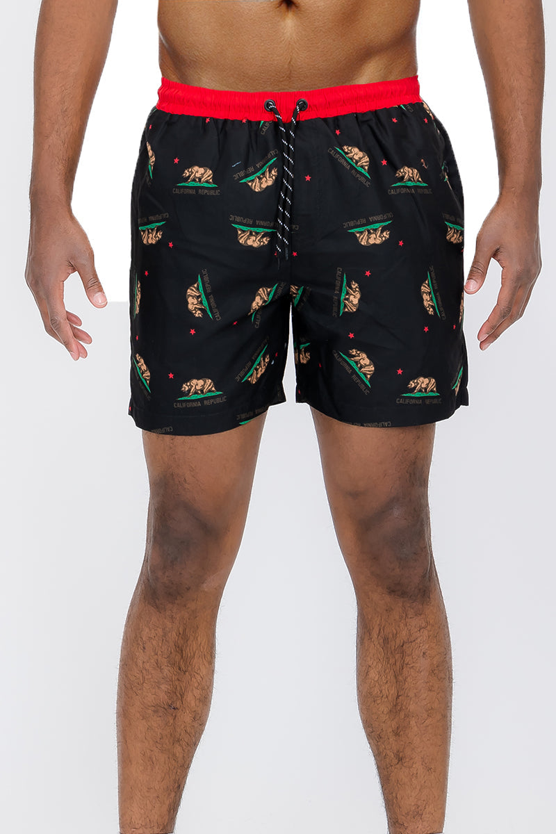 Duplicated Cali Rep Print Swim Shorts-1