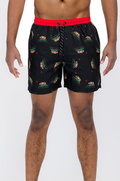 Duplicated Cali Rep Print Swim Shorts-1