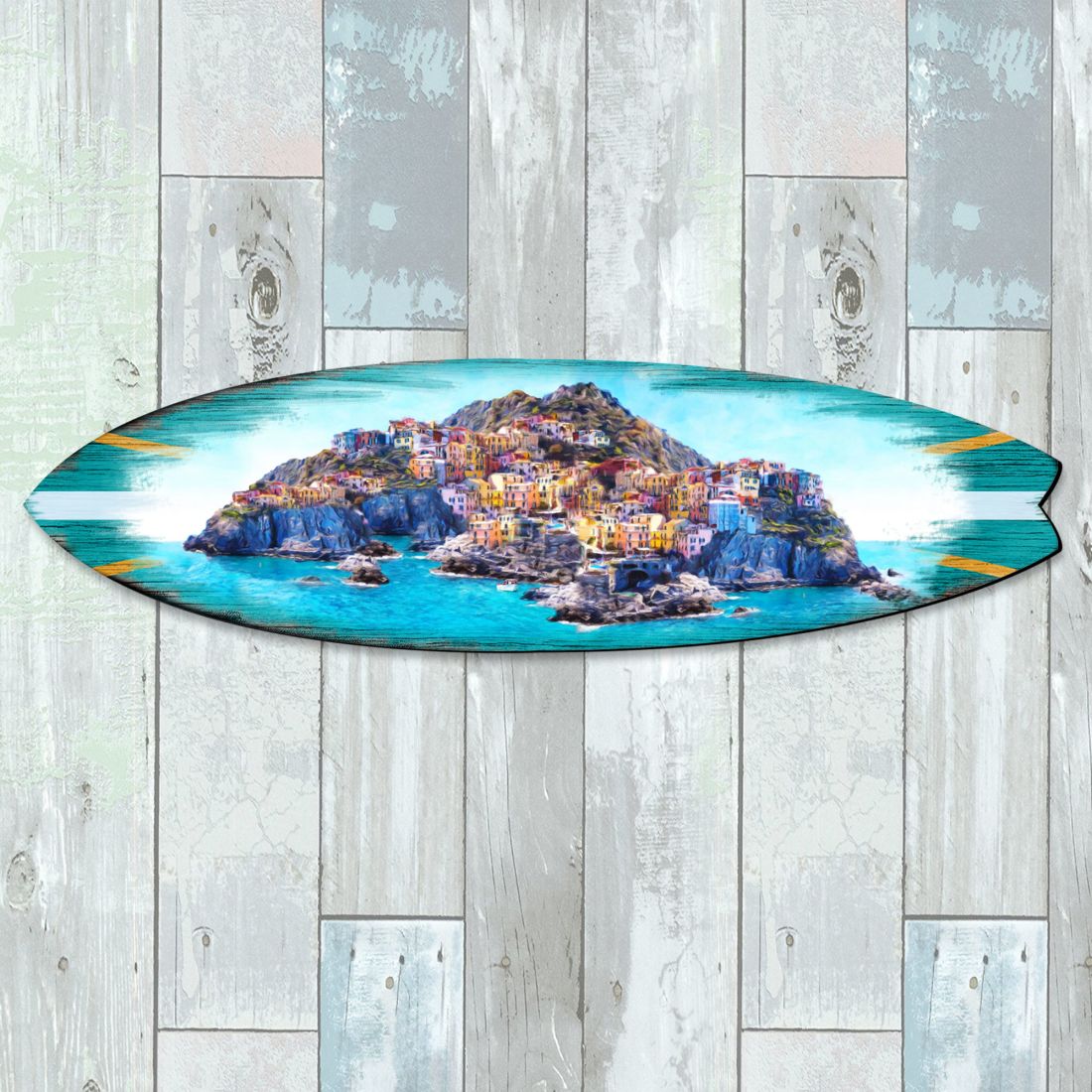 Island Surfboard Coastal Door Art by G. DeBrekht - Coastal Holiday Decor - 8490101HS-2