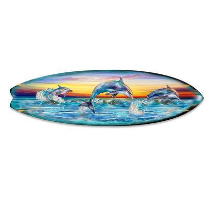 Dolphin's Dance Surfboard Coastal Wall Art by G. DeBrekht - Coastal Holiday Decor - 8490122HS-4